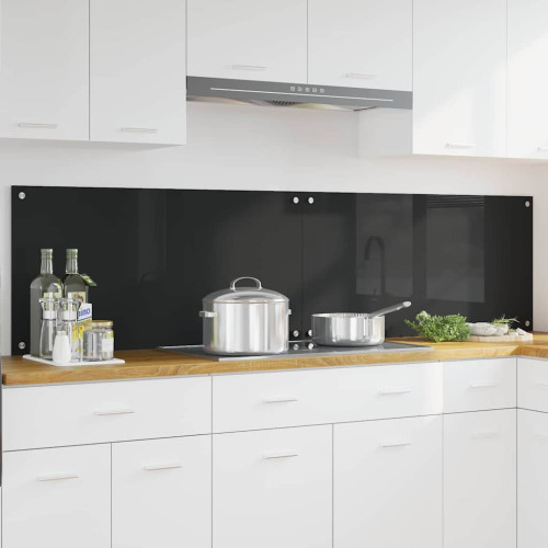 vidaXL Köksskydd 2 pcs Svart 100 x 50 cm härdat glas