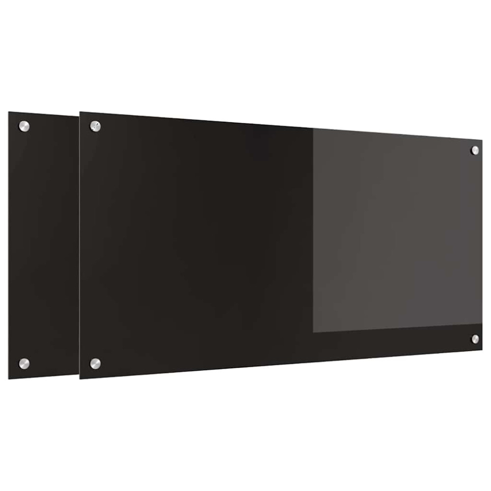 Produktbild för Köksskydd 2 pcs Svart 100 x 50 cm härdat glas