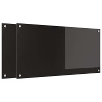 Produktbild för Köksskydd 2 pcs Svart 100 x 50 cm härdat glas