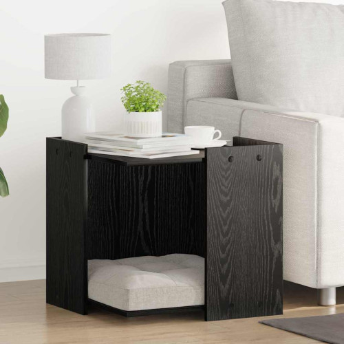 vidaXL Kattlåda Inhägnad Svart ek 53 x 53 x 51 cm Konstruerat trä