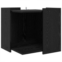Produktbild för Kattlåda Inhägnad Svart ek 53 x 53 x 51 cm Konstruerat trä