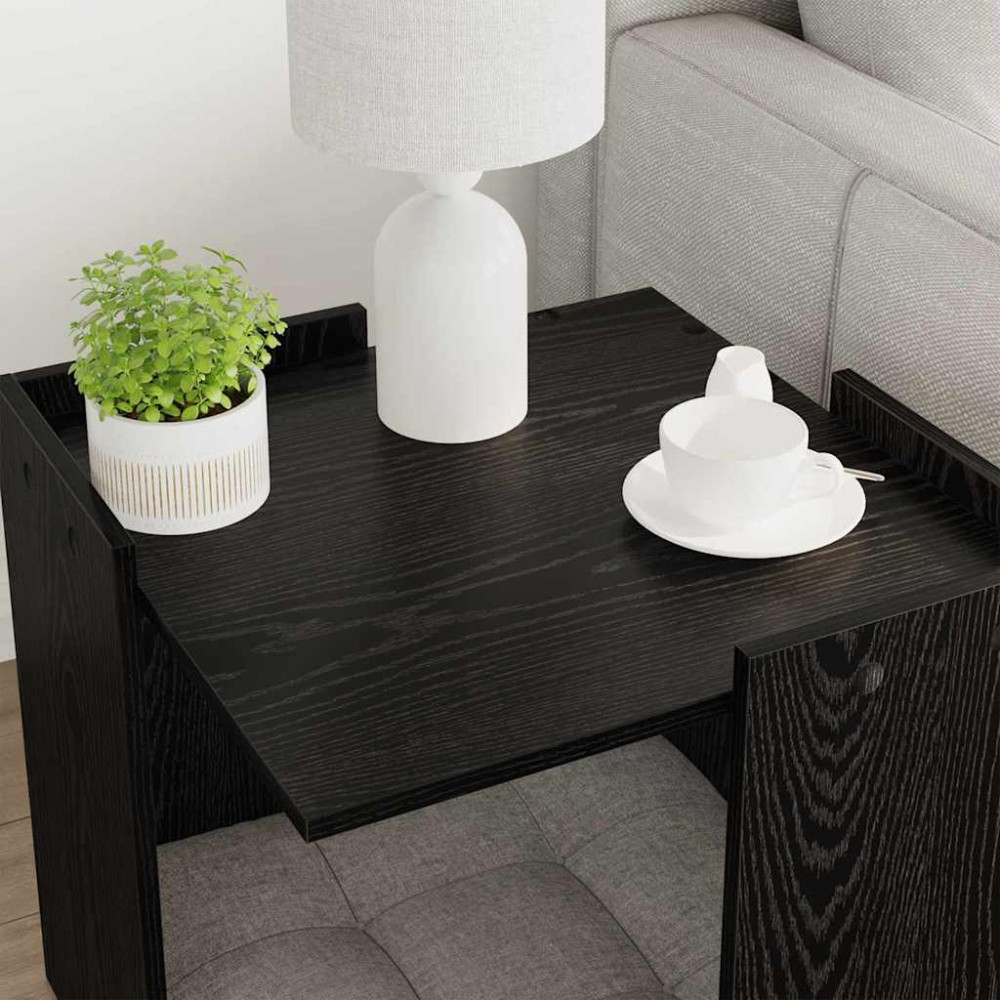 Produktbild för Kattlåda Inhägnad Svart ek 53 x 53 x 51 cm Konstruerat trä
