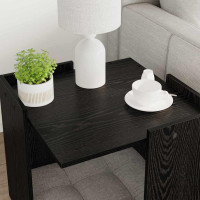 Produktbild för Kattlåda Inhägnad Svart ek 53 x 53 x 51 cm Konstruerat trä