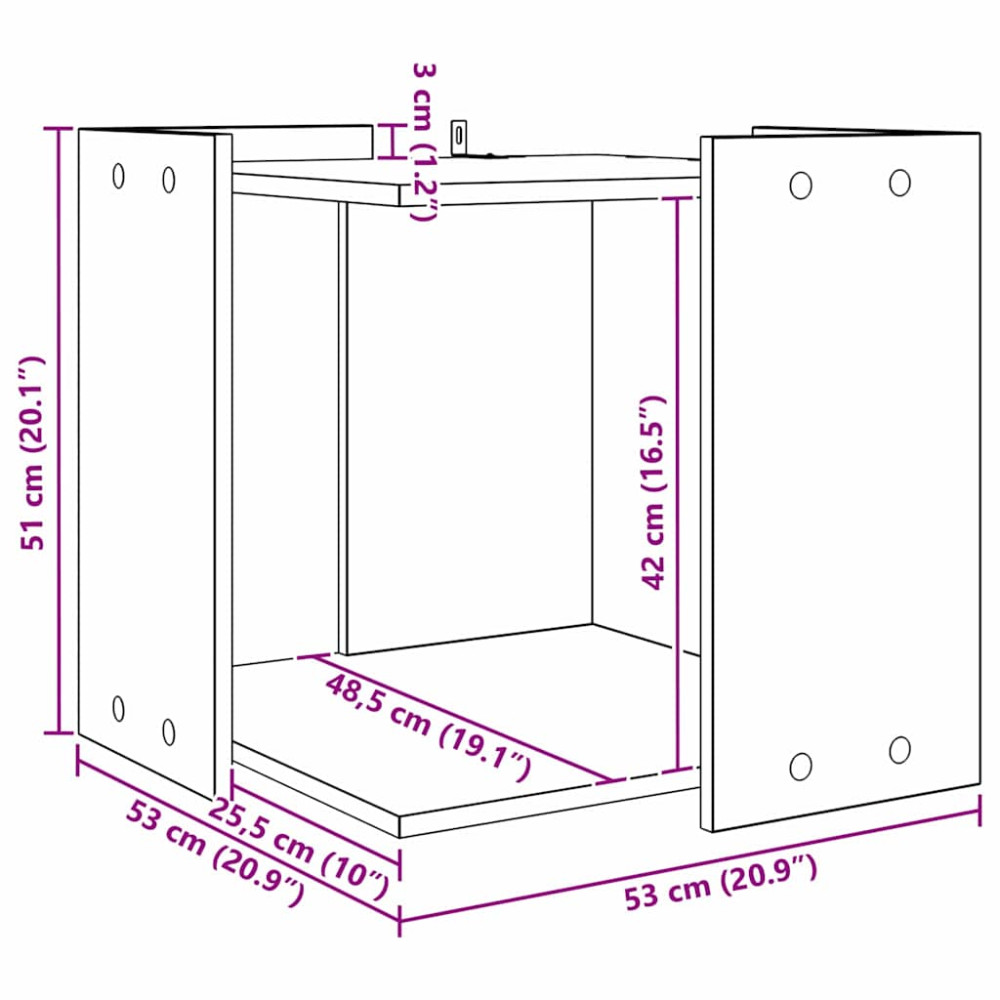 Produktbild för Kattlåda Inhägnad Svart ek 53 x 53 x 51 cm Konstruerat trä