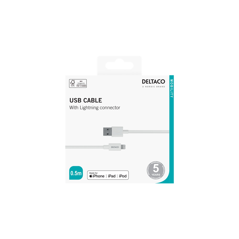 Produktbild för DELTACO Lightning-kabel - 50 cm