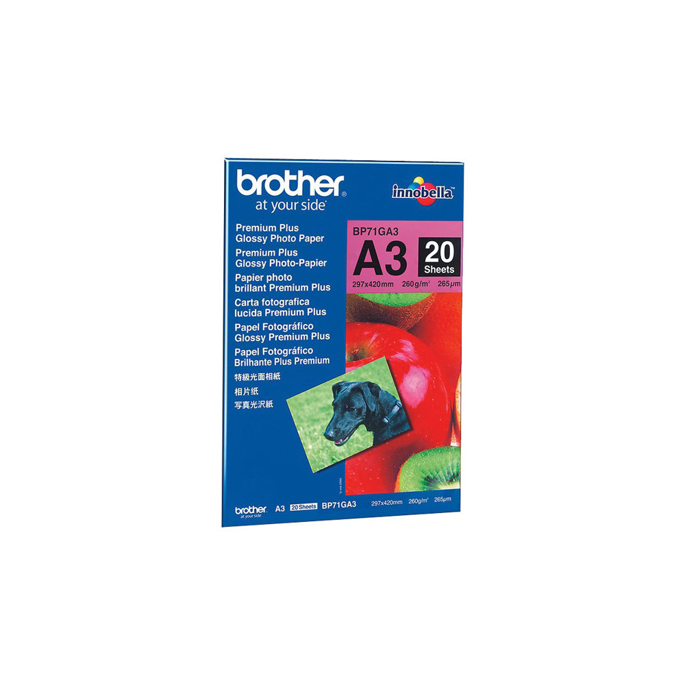 Produktbild för Brother Innobella Premium Plus BP71GA3 - fotopapper - blank - 20 ark - A3 - 260 g/m²