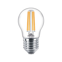 Produktbild för Philips - LED-glödlampa med filament - form: P45 - klar finish - E27 - 6.5 W - varmt vitt ljus - 2700 K