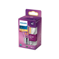Produktbild för Philips - LED-glödlampa med filament - form: P45 - klar finish - E27 - 6.5 W - varmt vitt ljus - 2700 K
