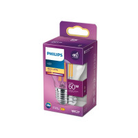 Produktbild för Philips - LED-glödlampa med filament - form: P45 - klar finish - E27 - 6.5 W - varmt vitt ljus - 2700 K