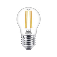 Produktbild för Philips - LED-glödlampa med filament - form: P45 - klar finish - E27 - 6.5 W - varmt vitt ljus - 2700 K