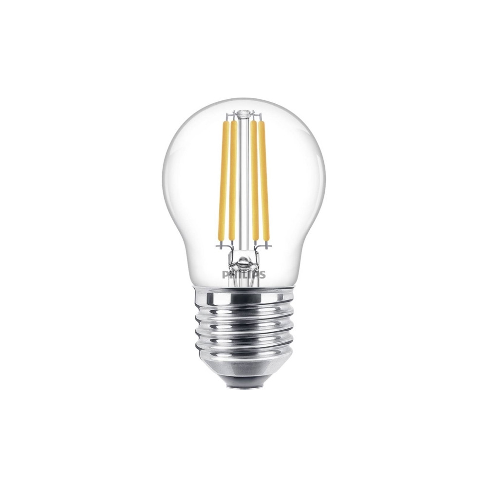 Produktbild för Philips - LED-glödlampa med filament - form: P45 - klar finish - E27 - 6.5 W - varmt vitt ljus - 2700 K