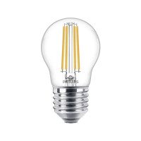 Produktbild för Philips - LED-glödlampa med filament - form: P45 - klar finish - E27 - 6.5 W - varmt vitt ljus - 2700 K