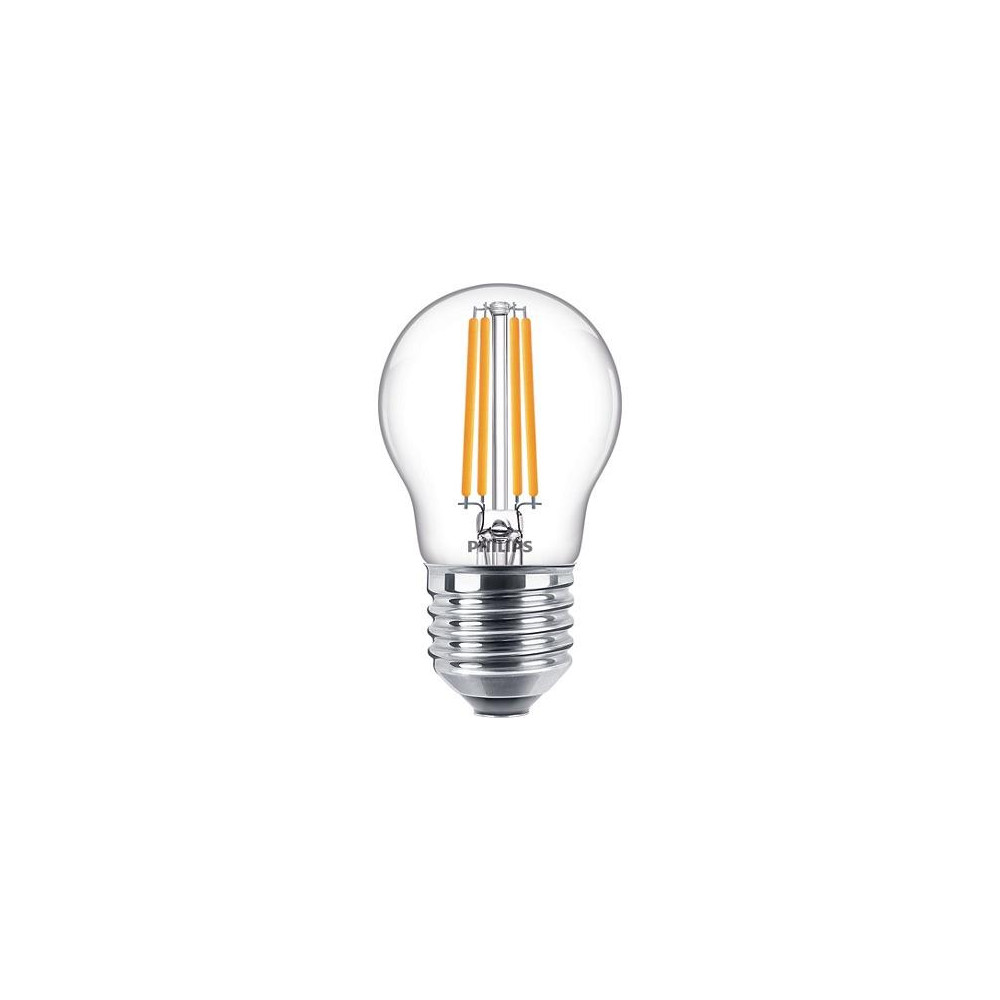 Produktbild för Philips - LED-glödlampa med filament - form: P45 - klar finish - E27 - 6.5 W - varmt vitt ljus - 2700 K