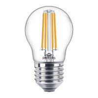 Produktbild för Philips - LED-glödlampa med filament - form: P45 - klar finish - E27 - 6.5 W - varmt vitt ljus - 2700 K
