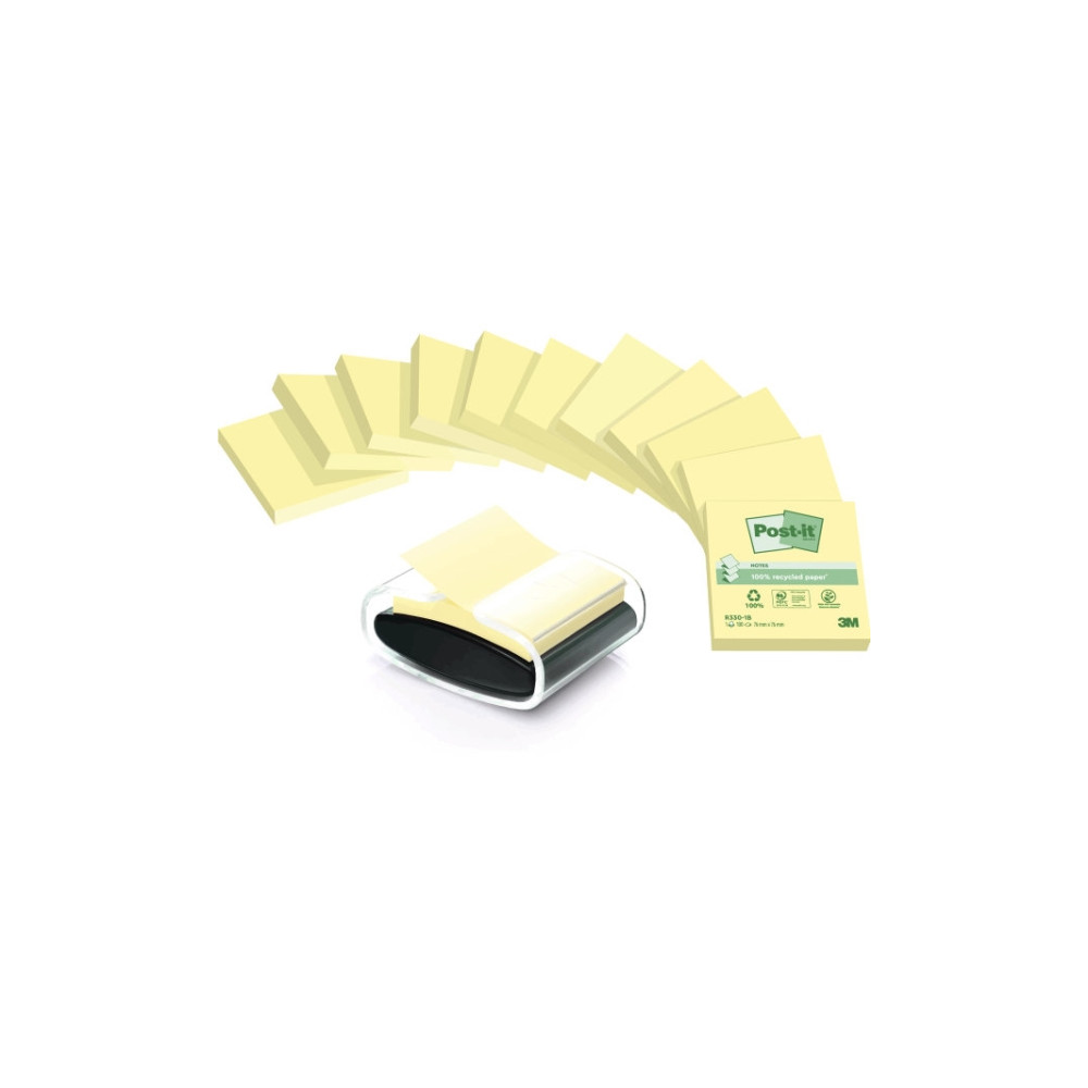 Produktbild för Post-it Z-notes Millenium dispenser + 12 återvunna block, 76...