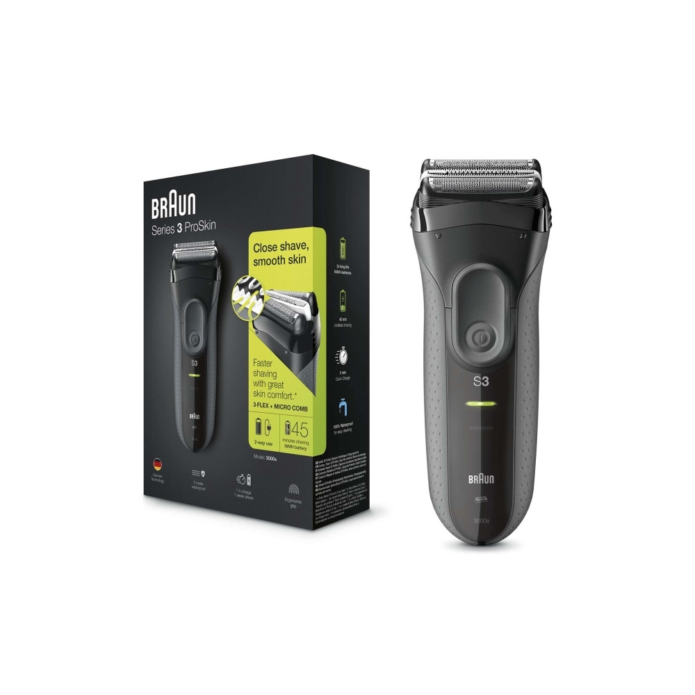 Produktbild för Braun 3-3000s ProSkin, Folierakapparat, Svart, LED, Energilj...