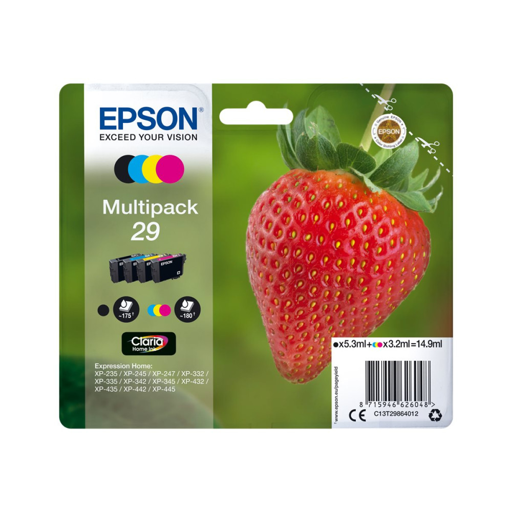 Produktbild för Epson 29 Multipack - 4-pack - svart, gul, cyan, magenta - original - bläckpatron
