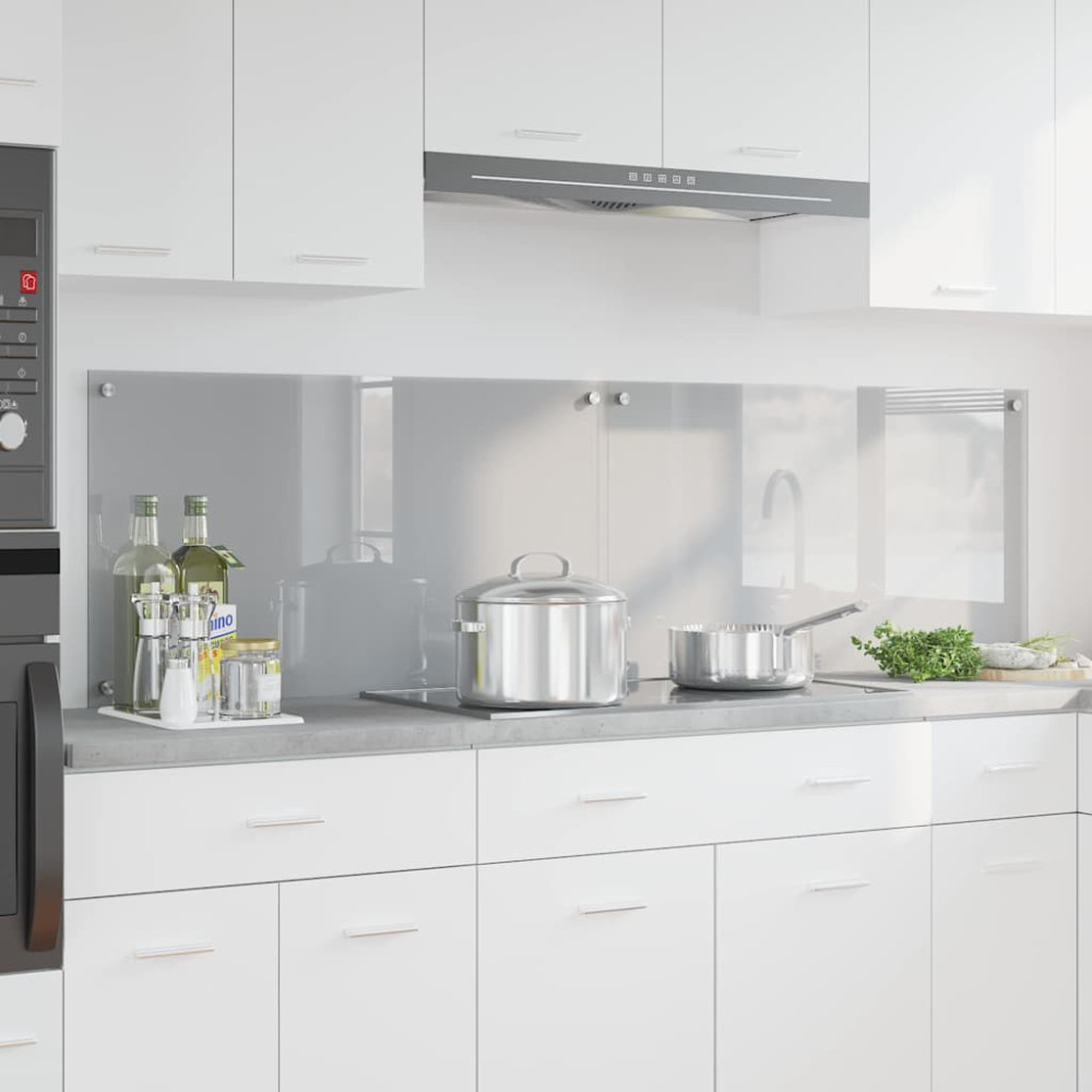 Produktbild för Köksskydd 2 pcs Ljusgrå 90 x 50 cm härdat glas