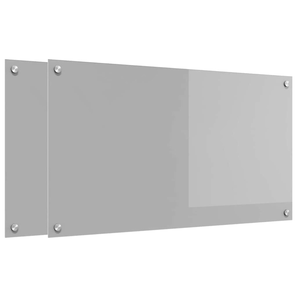 Produktbild för Köksskydd 2 pcs Ljusgrå 90 x 50 cm härdat glas