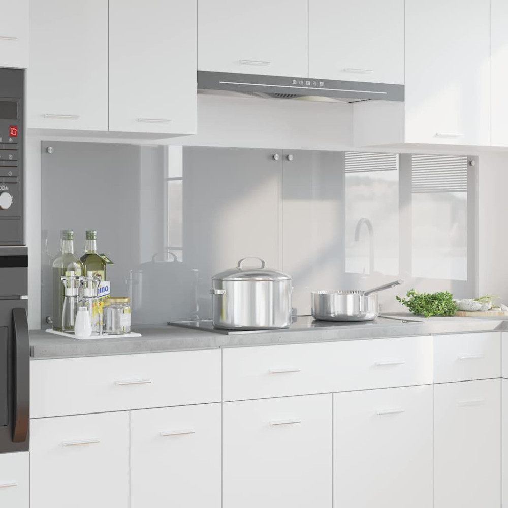 Produktbild för Köksskydd 2 pcs Ljusgrå 90 x 60 cm härdat glas