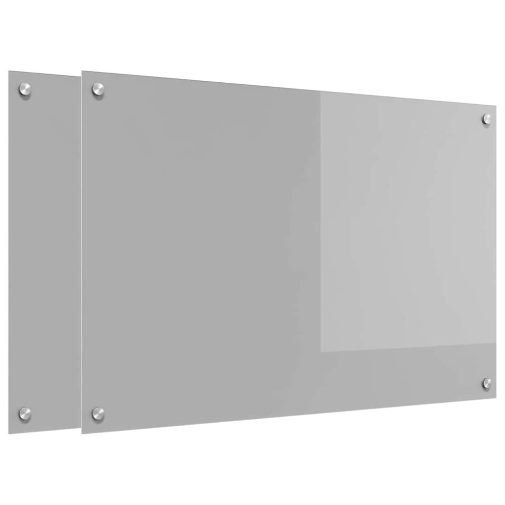 Produktbild för Köksskydd 2 pcs Ljusgrå 90 x 60 cm härdat glas