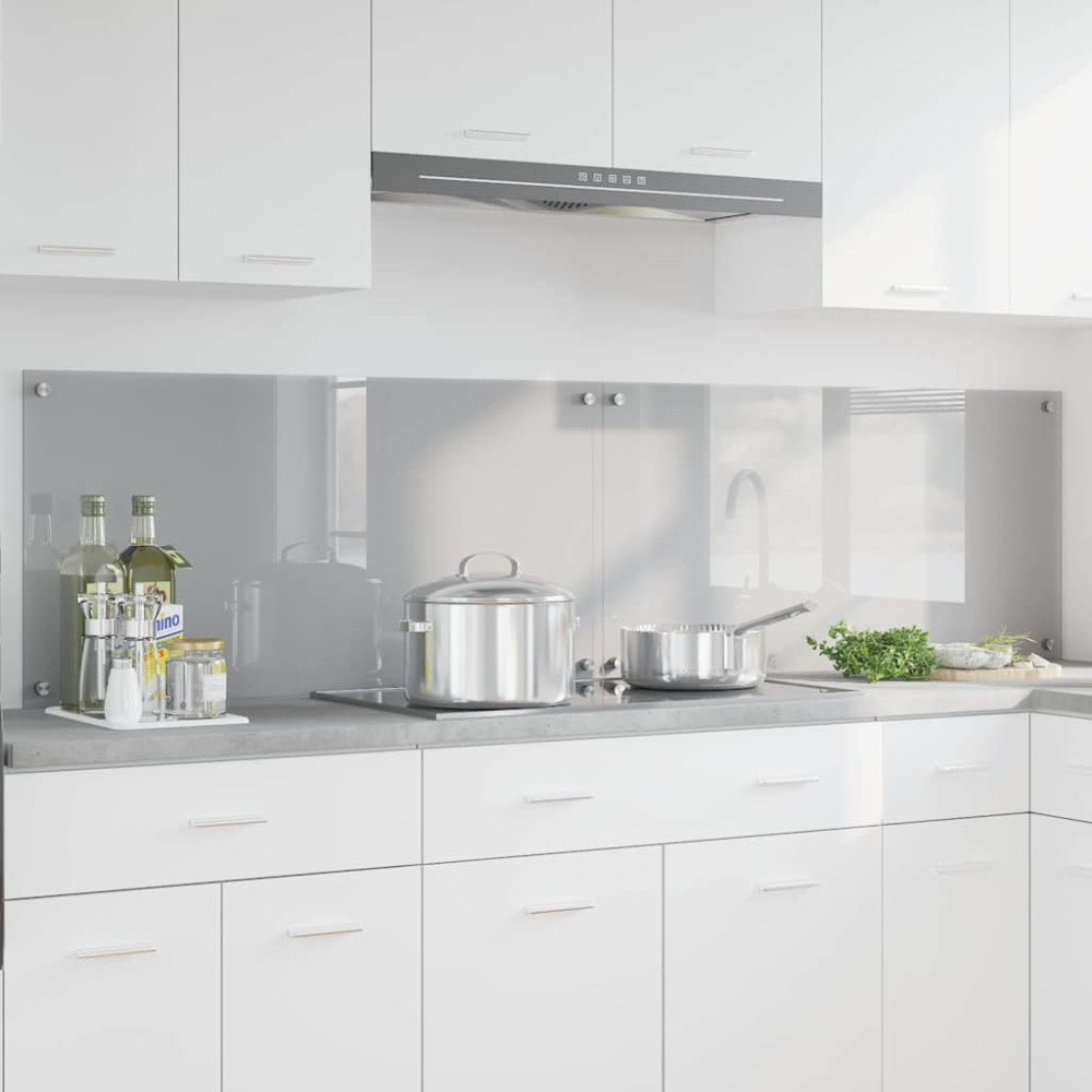 Produktbild för Köksskydd 2 pcs Ljusgrå 100 x 50 cm härdat glas