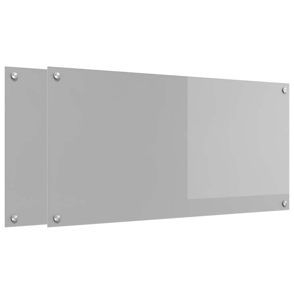 Produktbild för Köksskydd 2 pcs Ljusgrå 100 x 50 cm härdat glas