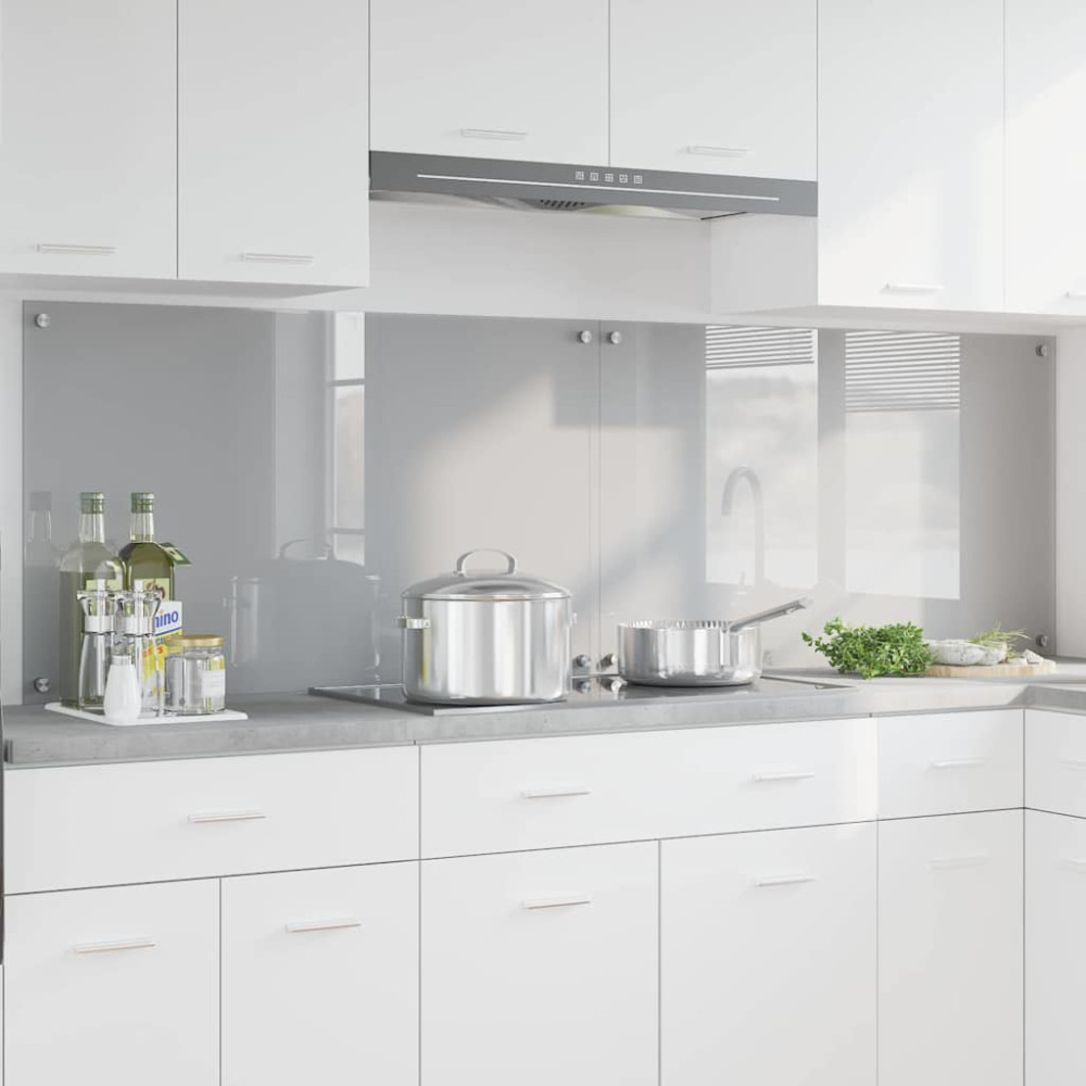 Produktbild för Köksskydd 2 pcs Ljusgrå 100 x 60 cm härdat glas