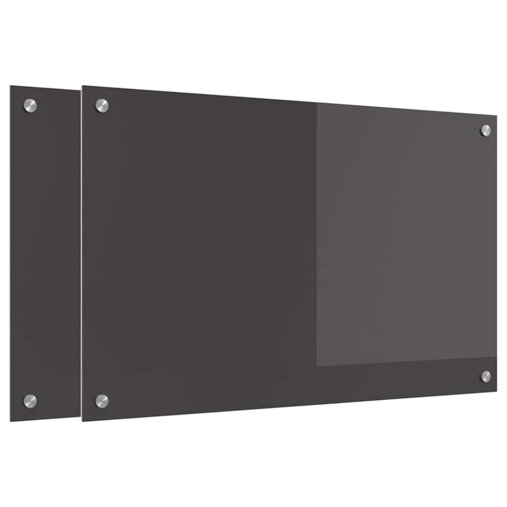 Produktbild för Köksskydd 2 pcs Mörkgrå 80 x 50 cm härdat glas