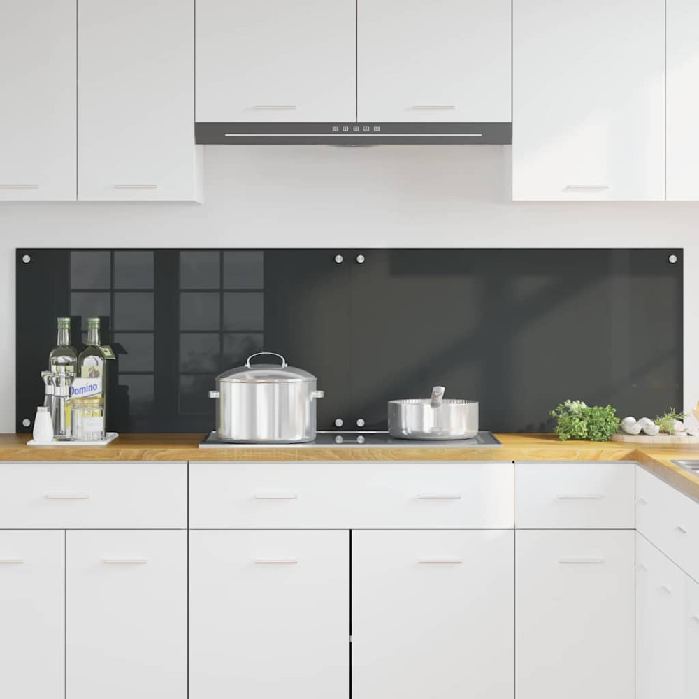 Produktbild för Köksskydd 2 pcs Mörkgrå 90 x 50 cm härdat glas
