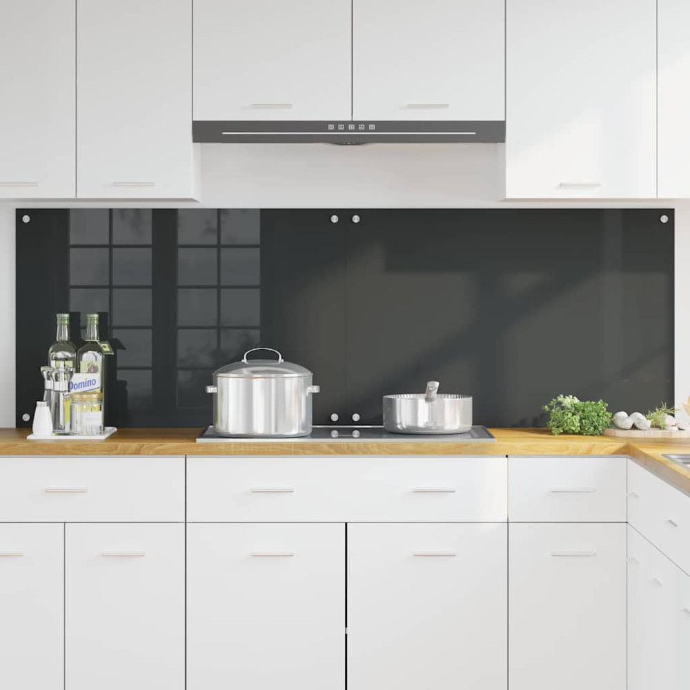 Produktbild för Köksskydd 2 pcs Mörkgrå 90 x 60 cm härdat glas