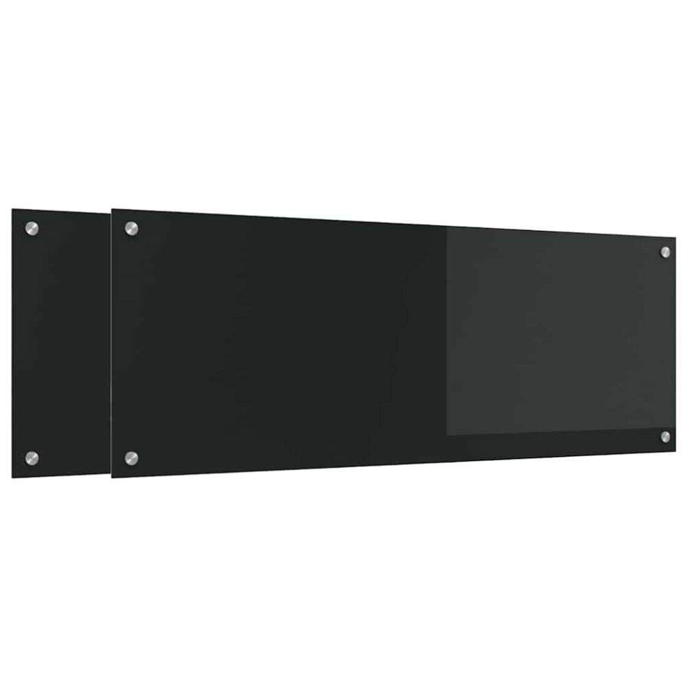 Produktbild för Köksskydd 2 pcs Svart 110 x 40 cm härdat glas