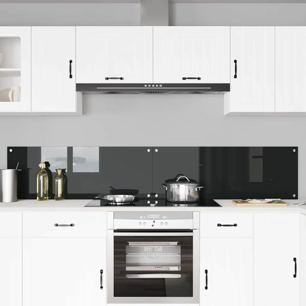 Produktbild för Köksskydd 2 pcs Svart 110 x 40 cm härdat glas