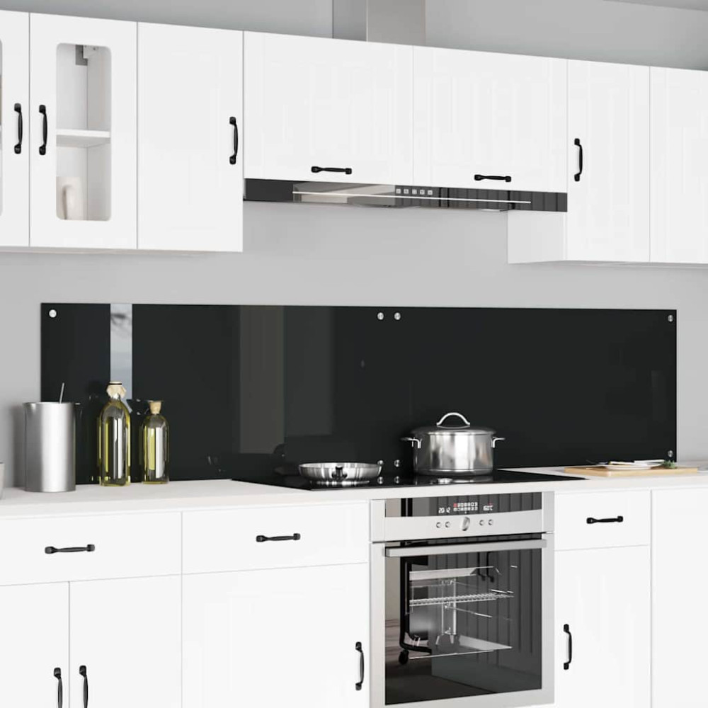 Produktbild för Köksskydd 2 pcs Svart 110 x 50 cm härdat glas