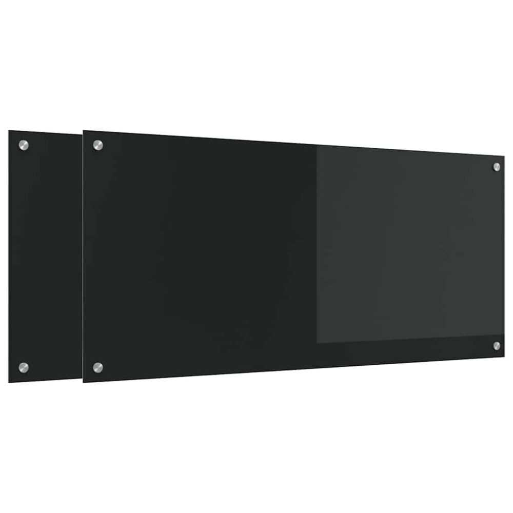 Produktbild för Köksskydd 2 pcs Svart 110 x 50 cm härdat glas