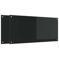 Produktbild för Köksskydd 2 pcs Svart 110 x 50 cm härdat glas