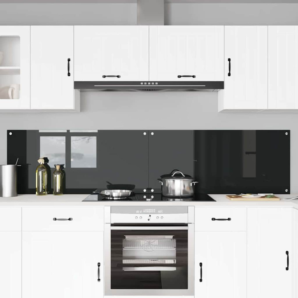 Produktbild för Köksskydd 2 pcs Svart 110 x 50 cm härdat glas