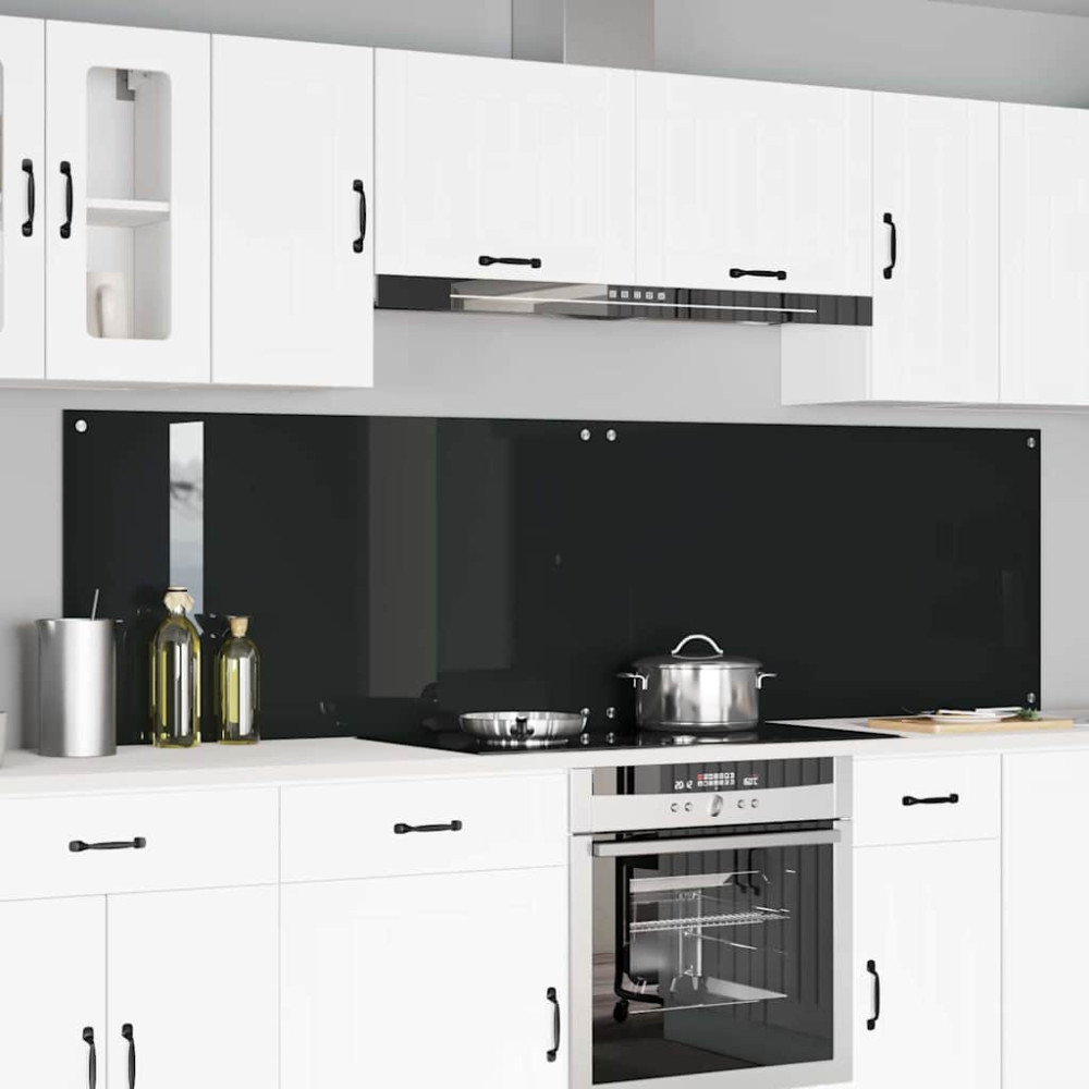Produktbild för Köksskydd 2 pcs Svart 110 x 60 cm härdat glas