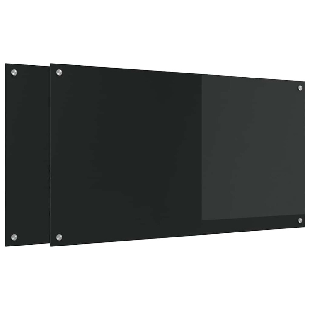 Produktbild för Köksskydd 2 pcs Svart 110 x 60 cm härdat glas