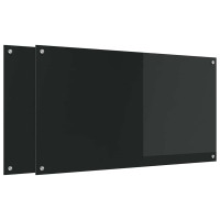 Produktbild för Köksskydd 2 pcs Svart 110 x 60 cm härdat glas