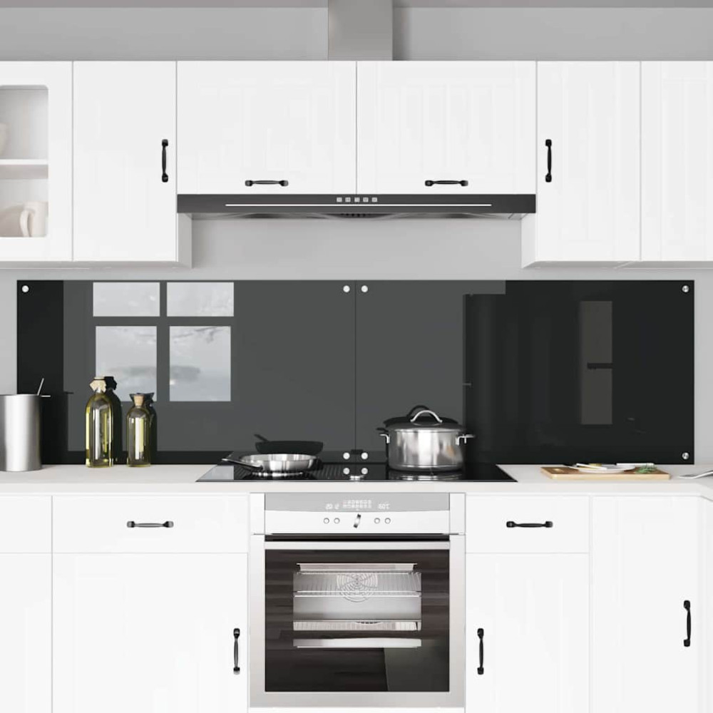 Produktbild för Köksskydd 2 pcs Svart 110 x 60 cm härdat glas