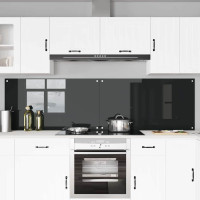 Produktbild för Köksskydd 2 pcs Svart 110 x 60 cm härdat glas