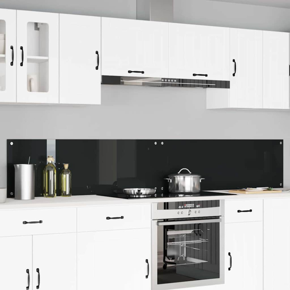 Produktbild för Köksskydd 2 pcs Svart 120 x 40 cm härdat glas