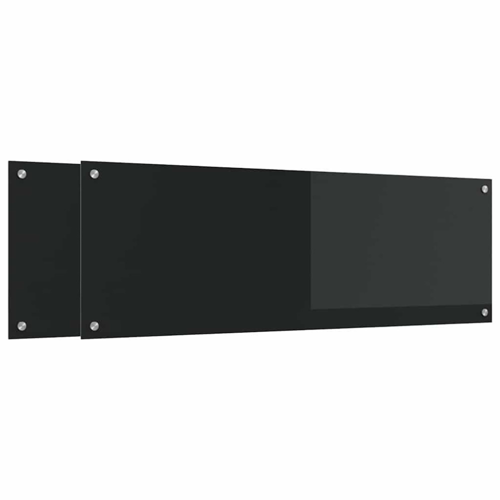 Produktbild för Köksskydd 2 pcs Svart 120 x 40 cm härdat glas