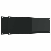 Produktbild för Köksskydd 2 pcs Svart 120 x 40 cm härdat glas