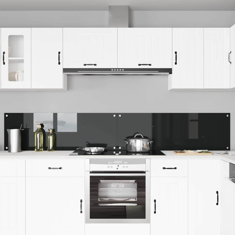 Produktbild för Köksskydd 2 pcs Svart 120 x 40 cm härdat glas
