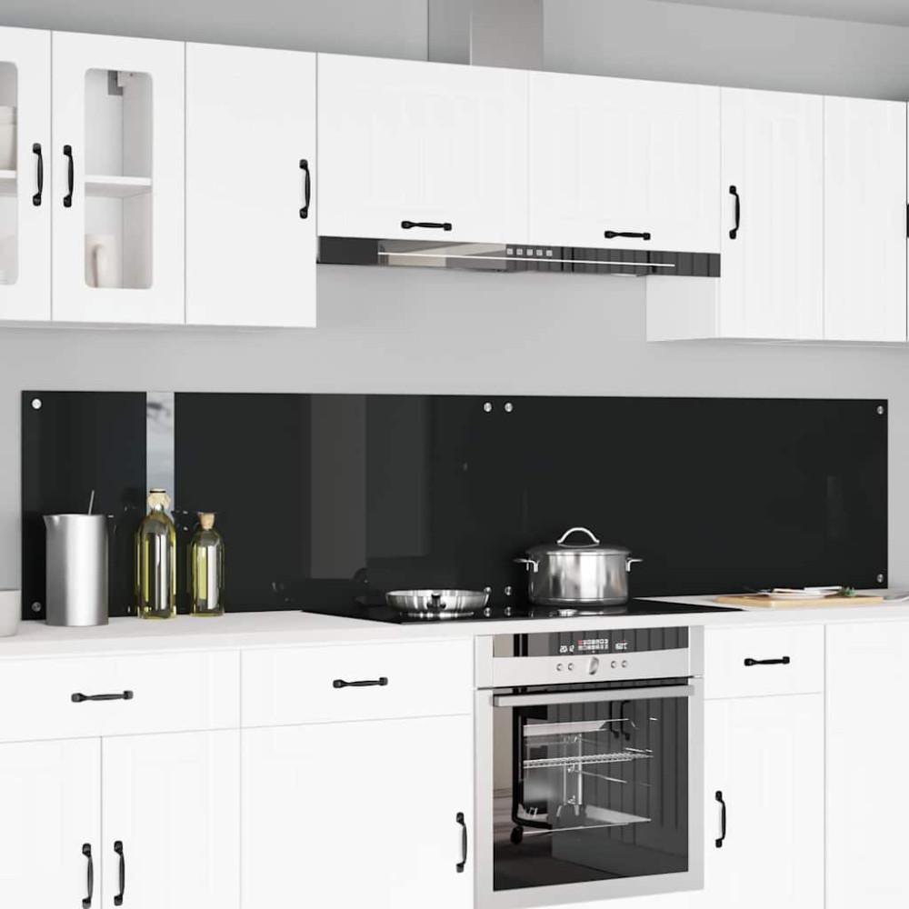 Produktbild för Köksskydd 2 pcs Svart 120 x 50 cm härdat glas
