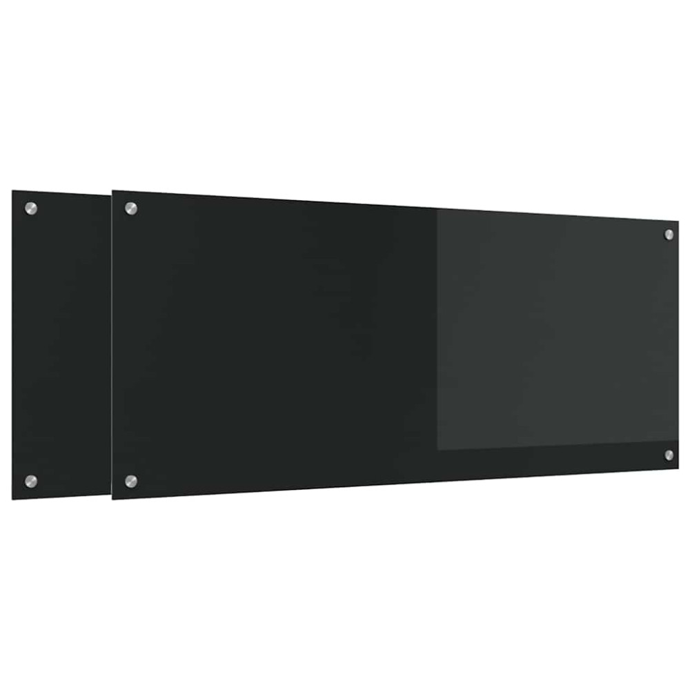 Produktbild för Köksskydd 2 pcs Svart 120 x 50 cm härdat glas