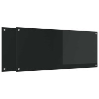 Produktbild för Köksskydd 2 pcs Svart 120 x 50 cm härdat glas
