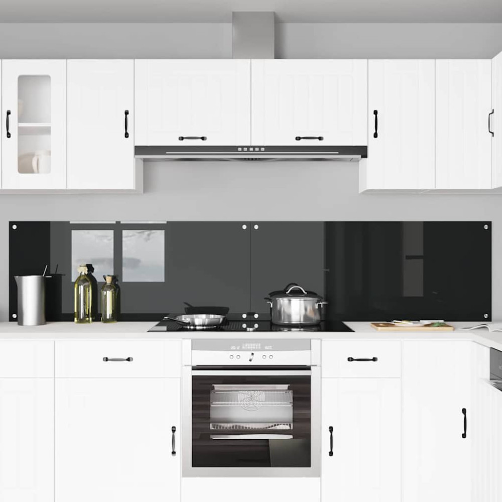Produktbild för Köksskydd 2 pcs Svart 120 x 50 cm härdat glas